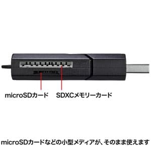 サンワサプライ 【生産完了品】USB3.0カードリーダー SDカード用 2スロット 35メディア対応 USB3.0カードリーダー SDカード用 2スロット 35メディア対応 ADR-3MSDUBK 画像3