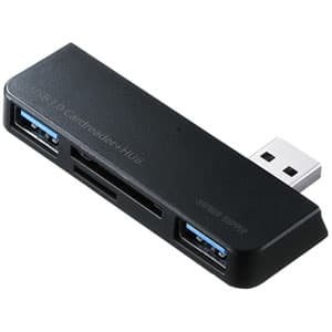 サンワサプライ 【生産完了品】カードリーダー付USBハブ SurfacePro専用 2スロット 2USBポート ブラック ADR-3SSDUBKK