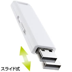 サンワサプライ 【生産完了品】USB2.0メモリ 1GB スライド式コネクタ ホワイト USB2.0メモリ 1GB スライド式コネクタ ホワイト UFD-SL1GWN 画像2