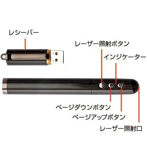 サンワサプライ 【生産完了品】RFレザーパワーポインター 2.4GHzワイヤレスタイプ ペン型・コンパクトタイプ 赤色光 RFレザーパワーポインター 2.4GHzワイヤレスタイプ ペン型・コンパクトタイプ 赤色光 LP-RF100DS 画像2