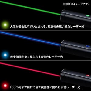 サンワサプライ 【生産完了品】3色レーザーポインター 小型サイズ 緑・青・赤色光 クリップ付 3色レーザーポインター 小型サイズ 緑・青・赤色光 クリップ付 LP-GBR1005 画像4