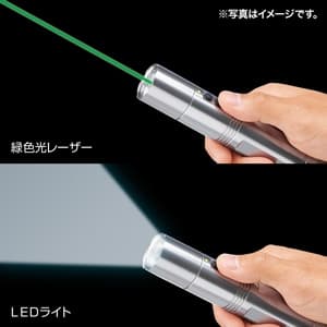サンワサプライ 【生産完了品】グリーンレーザーポインター LEDライト付 グリーンレーザーポインター LEDライト付 LP-GL1002LED 画像3