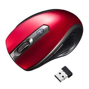 サンワサプライ 【生産完了品】ワイヤレスブルーLEDマウス 2.4GHz USBコネクタ(Aタイプ) 中型サイズ レッド MA-WBL35R