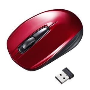 サンワサプライ 【生産完了品】ワイヤレス光学式マウス 2.4GHz USBコネクタ(Aタイプ) 中型サイズ レッド MA-WH126R