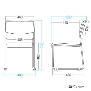 サンワサプライ 【生産完了品】ミーティングチェア 座面耐荷重量80kg スタッキング機能付 ブルー ミーティングチェア 座面耐荷重量80kg スタッキング機能付 ブルー SNC-ST4BL 画像2