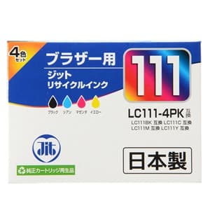 サンワサプライ 【生産完了品】JITリサイクルインクカートリッジ ブラザー専用 4色セット JIT-B1114P
