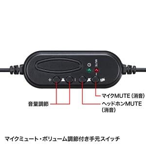 サンワサプライ 【生産完了品】USBヘッドセット ノイズキャンセルマイク採用 ブラック USBヘッドセット ノイズキャンセルマイク採用 ブラック MM-HSU01BK 画像3