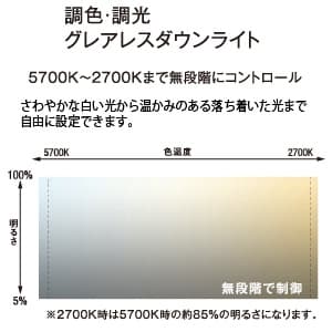 DAIKO 【生産完了品】LEDダウンライト 調色調光 FHT32W相当 埋込穴φ100 配光角50度 グレアレスコーンタイプ ブラック LEDダウンライト 調色調光 FHT32W相当 埋込穴φ100mm 配光角50度 グレアレスコーンタイプ ブラック LZD-91819FB 画像2