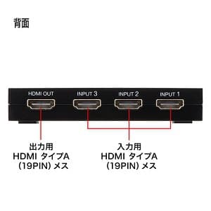 サンワサプライ 【生産完了品】HDMI切替器 3入力・1出力 完全手動切替タイプ 3D映像・フルHD対応 HDMI切替器 3入力・1出力 完全手動切替タイプ 3D映像・フルHD対応 SW-HD31ML 画像3
