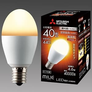 三菱 LED電球 《MILIE ミライエ》 全方向タイプ 小形電球形 40W形相当 全光束440lm 電球色 調光器対応タイプ E17口金 LDA5L-G-E17/40/D/S