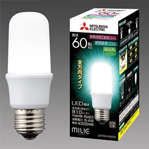 三菱 【ケース販売特価 10個セット】LED電球 《MILIE ミライエ》 T形全方向タイプ 一般電球形 60W形相当 全光束810lm 昼白色 E26口金 【ケース販売特価 10個セット】LED電球 《MILIE ミライエ》 T形全方向タイプ 一般電球形 60W形相当 全光束810lm 昼白色 E26口金 LDT6N-G/60/S_set