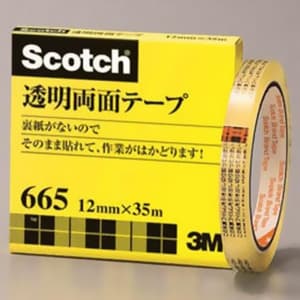 スリーエムジャパン 《スコッチ》 透明両面テープ ライナーなし 12mm×35m 透明 《スコッチ》 透明両面テープ ライナーなし 12mm×35m 透明 665-3-12
