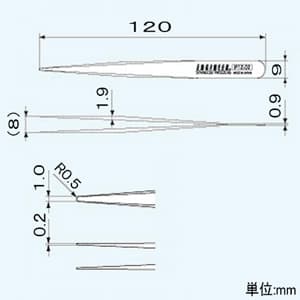 エンジニア 精密ピンセット 先端肉薄タイプ(丸形) 先端0.2mm 全長120mm ステンレス製 精密ピンセット 先端肉薄タイプ(丸形) 先端0.2mm 全長120mm ステンレス製 PTZ-02 画像3