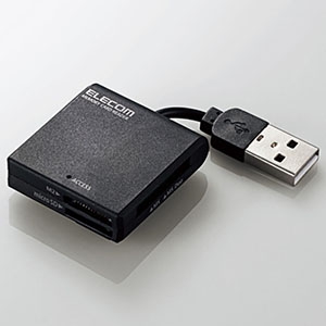 ELECOM コネクタ固定機能付USB2.0メモリリーダライタ 4スロット 48メディア対応 ブラック コネクタ固定機能付USB2.0メモリリーダライタ 4スロット 48メディア対応 ブラック MR-K009BK