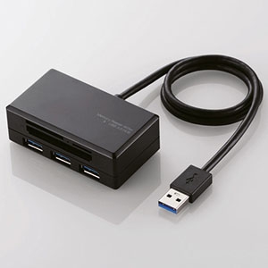 ELECOM 【生産完了品】USBハブ3ポート付USB3.0メモリリーダライタ 3スロット 38メディア対応 MR3-H009BK