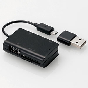 ELECOM スマホ・タブレット用USB2.0メモリリーダライタ USBポート付 2スロット 34メディア対応 スマホ・タブレット用USB2.0メモリリーダライタ USBポート付 2スロット 34メディア対応 MRS-MBH10BK