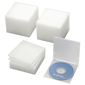 ELECOM Blu-ray・DVD・CDケース スリムタイプ 1枚収納 PP素材使用 50枚セット CCD-JPCS50CR