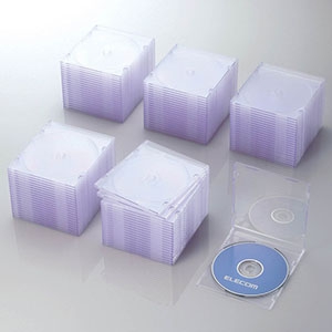 ELECOM Blu-ray・DVD・CDケース スリムタイプ 1枚収納 100枚セット CCD-JSCS100CR