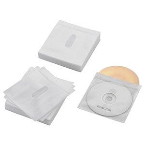 ELECOM Blu-ray・CD・DVD不織布ケース 2枚収納 タイトルカード付 60枚セット ホワイト CCD-NIWB120WH