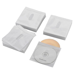 ELECOM Blu-ray・CD・DVD不織布ケース 2枚収納 タイトルカード付 120枚セット ホワイト CCD-NIWB240WH