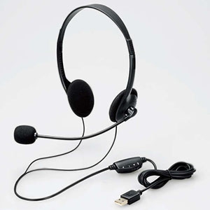 ELECOM 【生産完了品】ヘッドセット USB接続 両耳・小型オーバーヘッドタイプ HS-102UBK