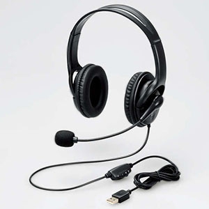 ELECOM 【生産完了品】ヘッドセット USB接続 両耳・大型オーバーヘッドタイプ HS-103UBK