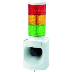 パトライト LED積層信号灯付電子音報知器 ホーン形状タイプ 定格電圧DC24V 最大105dB φ100mm 32音色内蔵(Aタイプ) 3段式(赤・黄・緑) LKEH-302FA-RYG