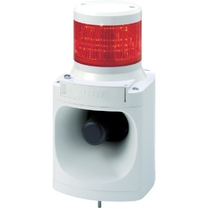 パトライト LED積層信号灯付電子音報知器 ホーン形状タイプ 定格電圧AC100V 最大105dB φ100mm 32音色内蔵(Aタイプ) 1段式(赤) LKEH-110FA-R