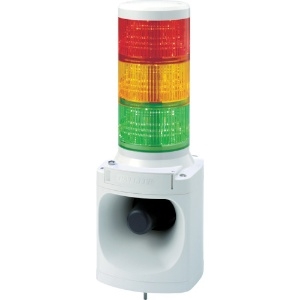 パトライト LED積層信号灯付電子音報知器 ホーン形状タイプ 定格電圧AC100V 最大105dB φ100mm 32音色内蔵(Aタイプ) 3段式(赤・黄・緑) LKEH-310FA-RYG
