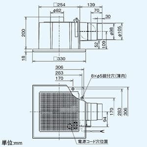 三菱 【生産完了品】ダクト用換気扇 天井埋込形 低騒音形 大風量タイプ 電気式シャッター付 マンション・寒冷地タイプ サニタリー用 接続パイプφ100mm 埋込寸法260mm角 ダクト用換気扇 天井埋込形 低騒音形 大風量タイプ 電気式シャッター付 マンション・寒冷地タイプ サニタリー用 接続パイプφ100mm 埋込寸法260mm角 VD-15ZPCD10 画像2