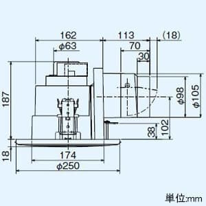 三菱 【生産完了品】ダクト用換気扇 丸形グリル 天井埋込形 丸穴据付タイプ サニタリー用 低騒音形 接続パイプφ100mm 埋込寸法φ200mm ダクト用換気扇 丸形グリル 天井埋込形 丸穴据付タイプ サニタリー用 低騒音形 接続パイプφ100mm 埋込寸法φ200mm VD-10ZCC5-M 画像2