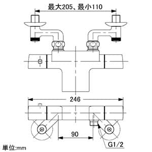 カクダイ 【生産完了品】サーモスタットシャワー混合栓 《AVALO》 節湯型 壁付タイプ 逆流防止機能付 サーモスタットシャワー混合栓 《AVALO》 節湯型 壁付タイプ 逆流防止機能付 173-247 画像5