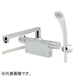 カクダイ 【販売終了】サーモスタットシャワー混合栓 節湯型 デッキタイプ 取付芯々120mm対応 逆流防止機能・シャワーホース付 サーモスタットシャワー混合栓 節湯型 デッキタイプ 取付芯々120mm対応 逆流防止機能・シャワーホース付 175-013