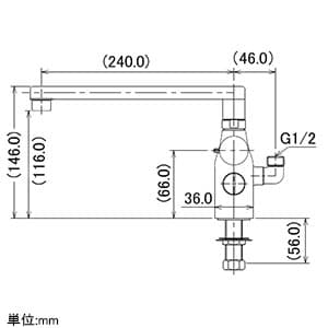 カクダイ 【販売終了】サーモスタットシャワー混合栓 節湯型 デッキタイプ 取付芯々120mm対応 逆流防止機能・シャワーホース付 サーモスタットシャワー混合栓 節湯型 デッキタイプ 取付芯々120mm対応 逆流防止機能・シャワーホース付 175-013 画像2