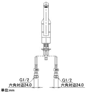 カクダイ 【販売終了】シングルレバー混合栓 節湯型 ブレードホースタイプ 取付穴径36〜38mm 吐水口高さ209mm 逆流防止機能・分水孔付 シングルレバー混合栓 節湯型 ブレードホースタイプ 取付穴径36〜38mm 吐水口高さ209mm 逆流防止機能・分水孔付 117-031 画像4