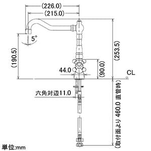 カクダイ 【生産完了品】2ハンドル混合栓 《ANTIRA》 ブレードホースタイプ 取付穴径35mm 吐水口高さ190.5mm 90°開閉ハンドル機能付 2ハンドル混合栓 《ANTIRA》 ブレードホースタイプ 取付穴径35mm 吐水口高さ190.5mm 90°開閉ハンドル機能付 150-430 画像2