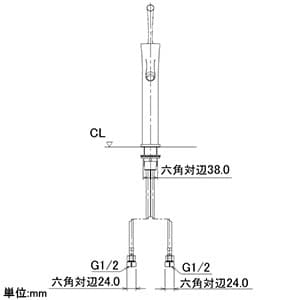 カクダイ 【生産完了品】シングルレバー混合栓 《風》 洗面用 ミドル型 ブレードホースタイプ 一般地・寒冷地共用 取付穴径34〜36mm 吐水口高さ180mm シングルレバー混合栓 《風》 洗面用 ミドル型 ブレードホースタイプ 一般地・寒冷地共用 取付穴径34〜36mm 吐水口高さ180mm 183-213 画像3