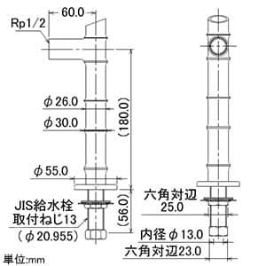 カクダイ 【生産完了品】水栓取付脚 《竹》 横水栓用 単水栓タイプ 取付穴径22〜27mm レトロ 水栓取付脚 《竹》 横水栓用 単水栓タイプ 取付穴径22〜27mm レトロ 104-114 画像2