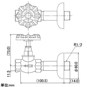 カクダイ 【生産完了品】Da Reyaアイキャッチ水栓 《誰や工事、途中でやめたん》 単水栓タイプ 固定コマ式 呼び径13 Da Reyaアイキャッチ水栓 《誰や工事、途中でやめたん》 単水栓タイプ 固定コマ式 呼び径13 711-010-13 画像3