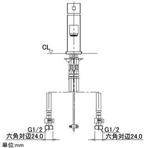 カクダイ 【生産完了品】シングルレバー混合栓 《RASATO》 洗面用 ブレードホースタイプ 一般地・寒冷地共用 取付穴径35mm 吐水口高さ54mm 引棒付 シングルレバー混合栓 《RASATO》 洗面用 ブレードホースタイプ 一般地・寒冷地共用 取付穴径35mm 吐水口高さ54mm 引棒付 183-146 画像3