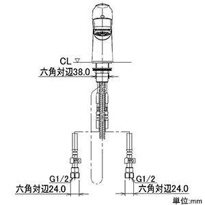 カクダイ 【販売終了】シングルレバー引出し混合栓 《TAMON》 洗面用 1ホール・ブレードホースタイプ 取付穴径35〜40mm 吐水口高さ72mm 逆流防止機能付 シングルレバー引出し混合栓 《TAMON》 洗面用 1ホール・ブレードホースタイプ 取付穴径35〜40mm 吐水口高さ72mm 逆流防止機能付 184-002 画像4