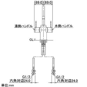 カクダイ 【販売終了】2ハンドル混合栓 《SYATORA》 洗面用 1ホール・ブレードホースタイプ 取付穴径35〜37mm 吐水口高さ162mm 90°開閉ハンドル機能付 2ハンドル混合栓 《SYATORA》 洗面用 1ホール・ブレードホースタイプ 取付穴径35〜37mm 吐水口高さ162mm 90°開閉ハンドル機能付 150-411 画像3