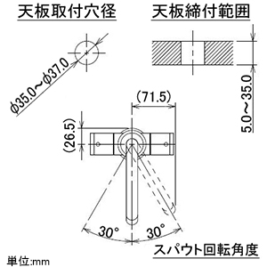 カクダイ 【販売終了】2ハンドル混合栓 《SYATORA》 洗面用 1ホール・ブレードホースタイプ 取付穴径35〜37mm 吐水口高さ162mm 90°開閉ハンドル機能付 2ハンドル混合栓 《SYATORA》 洗面用 1ホール・ブレードホースタイプ 取付穴径35〜37mm 吐水口高さ162mm 90°開閉ハンドル機能付 150-411 画像4