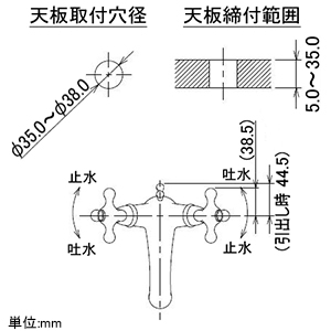 カクダイ 【販売終了】2ハンドル混合栓 《ANTIRA》 洗面用 1ホール・ブレードホースタイプ 取付穴径35〜38mm 吐水口高さ88mm 引棒付 2ハンドル混合栓 《ANTIRA》 洗面用 1ホール・ブレードホースタイプ 取付穴径35〜38mm 吐水口高さ88mm 引棒付 150-453 画像4