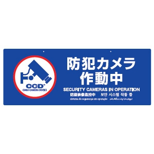 オンスクエア 【限定特価】防犯吊下げプレート 《防犯カメラ作動中》 Lサイズ 青 防犯吊下げプレート 《防犯カメラ作動中》 Lサイズ 青 OS-294