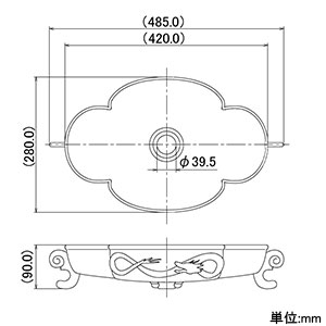 カクダイ 【販売終了】木瓜型手洗器 《祥竜》 置型タイプ 排水・国内8 化粧キャップ・カウンター固定金具付 木瓜型手洗器 《祥竜》 置型タイプ 排水・国内8 化粧キャップ・カウンター固定金具付 493-035 画像2