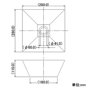 カクダイ 【販売終了】角型手洗器 《Luju》 置型タイプ 排水・国内8 器固定金具付 角型手洗器 《Luju》 置型タイプ 排水・国内8 器固定金具付 493-082 画像2