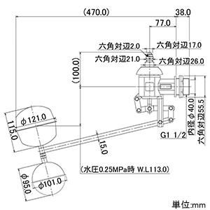 カクダイ 【販売終了】複式ステンレスボールタップ 呼び径40 複式ステンレスボールタップ 呼び径40 6608-40 画像2