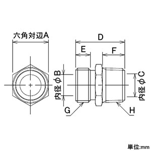 カクダイ 【販売終了】フレキパイプ用ニップル 呼び20 ステンレス製 フレキパイプ用ニップル 呼び20 ステンレス製 613-785-20 画像2