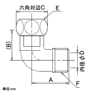 カクダイ 【販売終了】ナットつきフレキ用エルボ 呼び20×13 パッキン付 ナットつきフレキ用エルボ 呼び20×13 パッキン付 6461-20×13 画像2